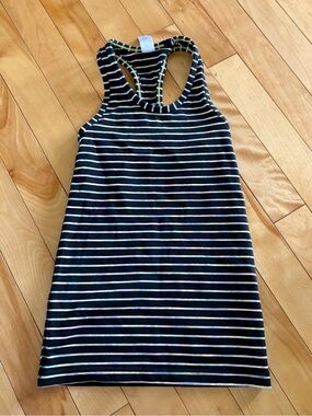 Ivivva Keep Ur Cool Racerback tank top black with stripes Sz 6